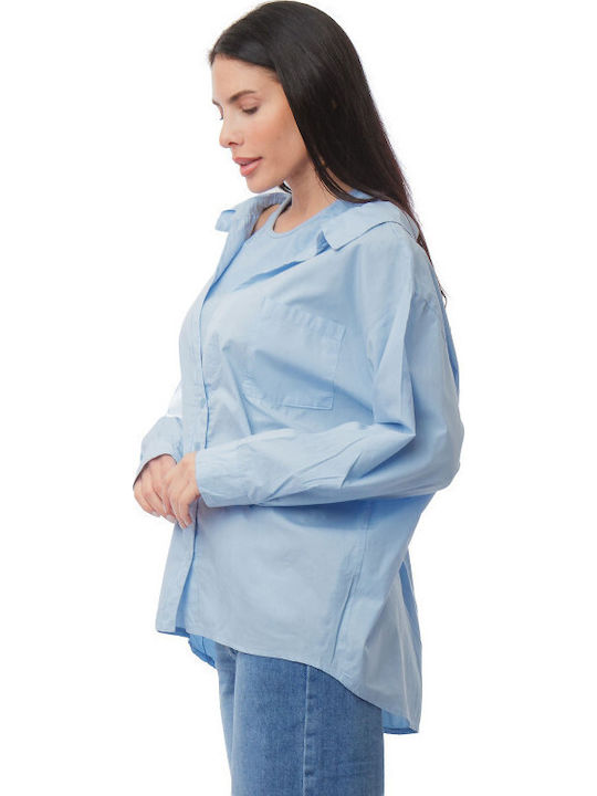 Long Sleeve Women's Shirt Light Blue