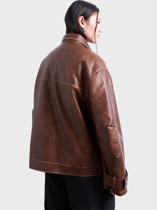 Topshop Women's Biker Jacket Brown