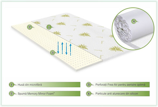 Green Future Free Air Mattress Topper Semi-Double Memory Foam Infused with Aloe 120x200x3cm