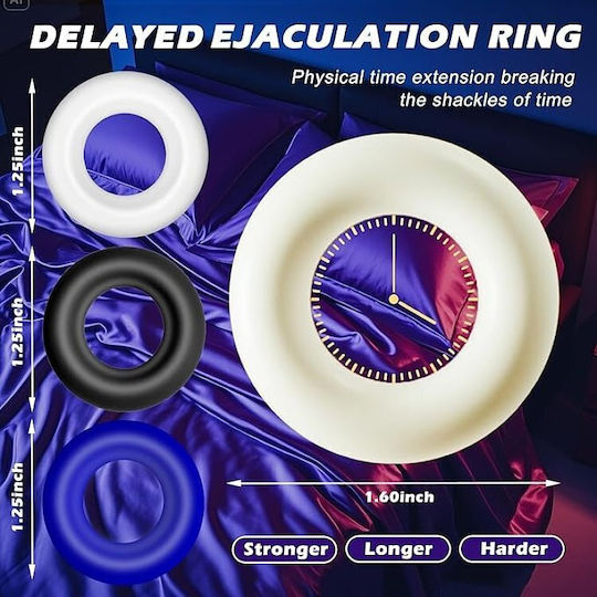 Smd Stay Hard Penis Rings Set Comfort Fit Δαχτυλίδια Στύσης Σιλικόνης Black Blue Transparent 3τμχ