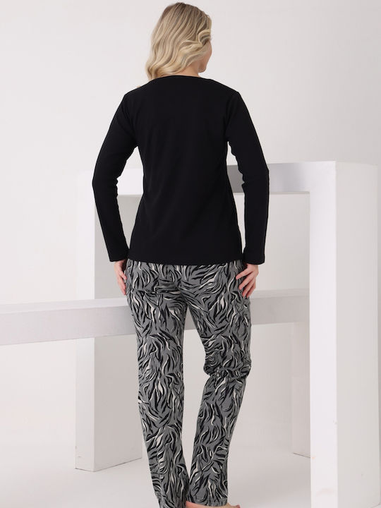 Pijamangel Set De Pijamale Dama De Iarnă Negru Pangel2205
