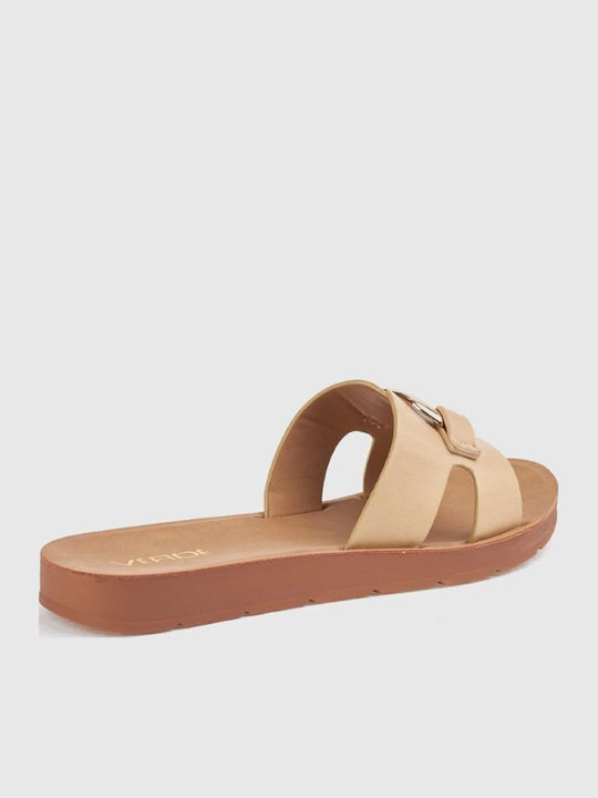 Damen Flache Sandalen Beigen