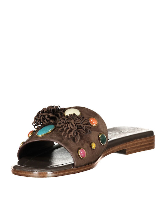 Damen Flache Sandalen Braun
