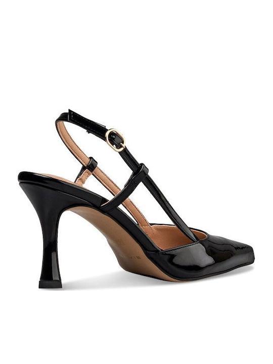 Spitze Zehe Pumps mit Stiletto Absatz in Schwarz