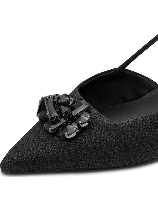 Heels with Strap & Low Heel Black