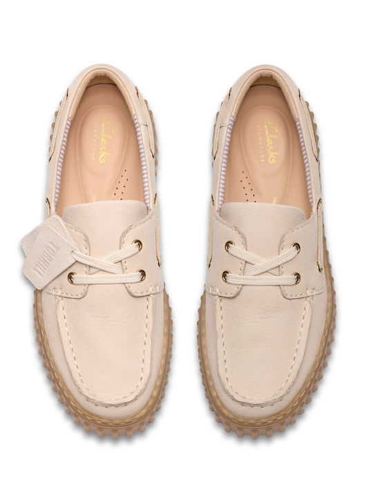 Torhill Leather Women's Boat Shoes in Beige Colour