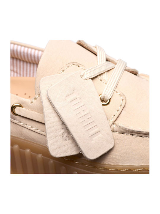 Torhill Leather Women's Boat Shoes in Beige Colour