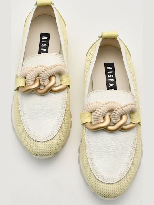 Δερμάτινα Γυναικεία Loafers σε Κίτρινο Χρώμα