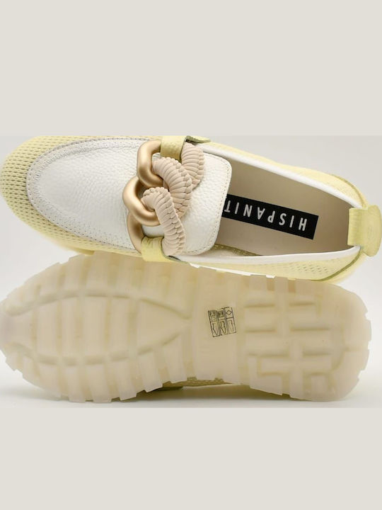 Δερμάτινα Γυναικεία Loafers σε Κίτρινο Χρώμα
