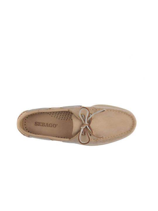 Docksides Portland Leather Men's Boat Shoes in Beige Colour