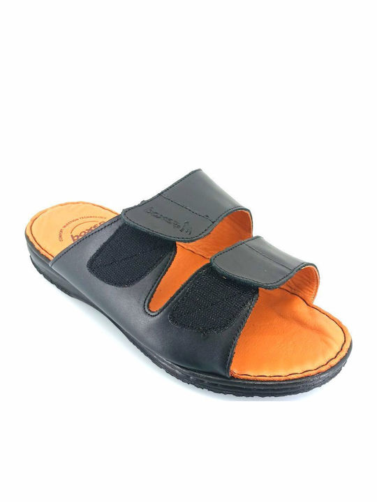 Sandale de Piele pentru Bărbați în Culoare Neagră