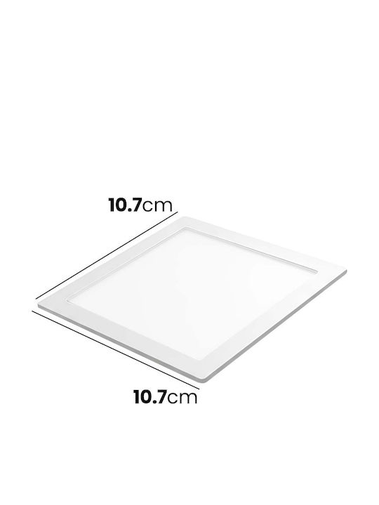 Avizar LED Панел 3W 6500K 100lm Вграден Квадратен Формат 10.7 X 10.7 См Бял