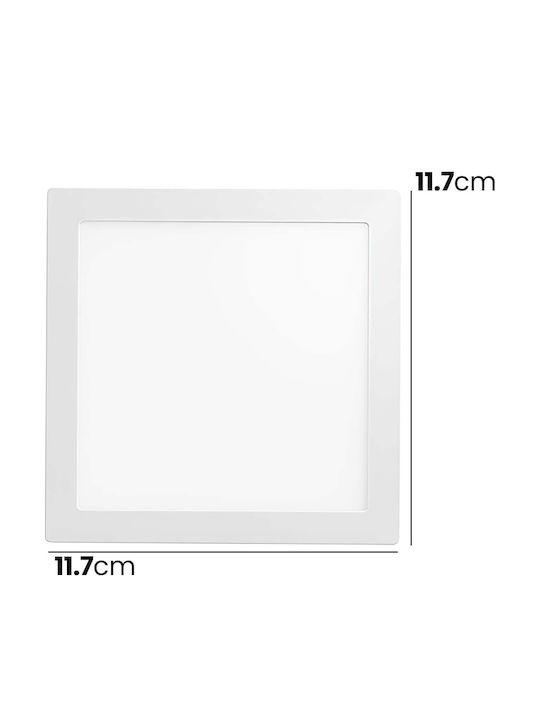 Avizar Panou LED 6W 6500K 200lm Încastrat Formă Pătrată 11.7 X 11.7cm Alb