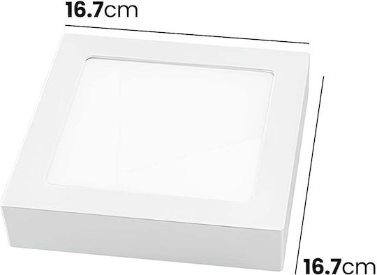 Avizar Square Led Panel 12w 167x167mm Surface Mount Elegant Design White