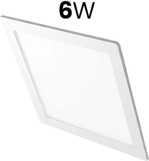Avizar Led Panel 6w 6500k 200lm Recessed Square Format 11.7 X 11.7cm White