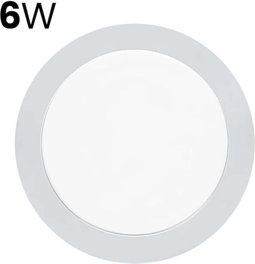Avizar LED-Panels 6W Vertieft Rund Form 11,7cm 50000 Stunden Weiß