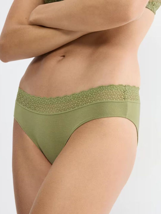 Damen-Slips mit Spitze Olive Gold