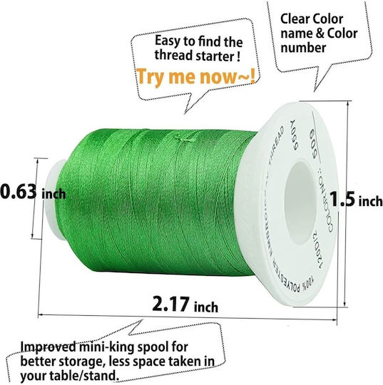 Embroidery Thread Set 63 Spools 500 M Brother Colors