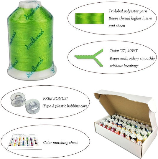 Embroidery Thread Set 63 Spools 500 M Brother Colors