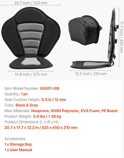 Vevor Seat for Canoe & Kayak