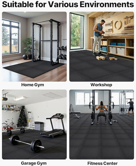 Vevor Gym Puzzle Mats Black 61x61x1.4cm 12 Pieces