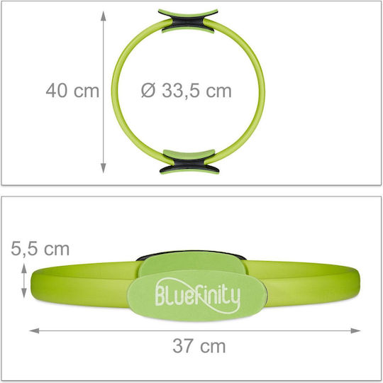 Δαχτυλίδι Pilates Bluefinity 37cm Αντίστασης Εκγύμναση & Σύσφιξη Θήκη Μεταφοράς Green 10032581