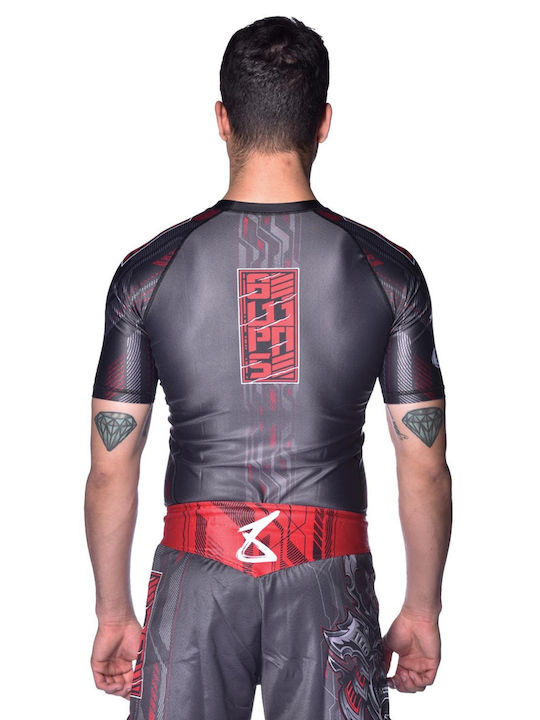 8 Weapons Men's Short Sleeve Shirt 8300022-4-BKRE for Jiu-Jitsu Black