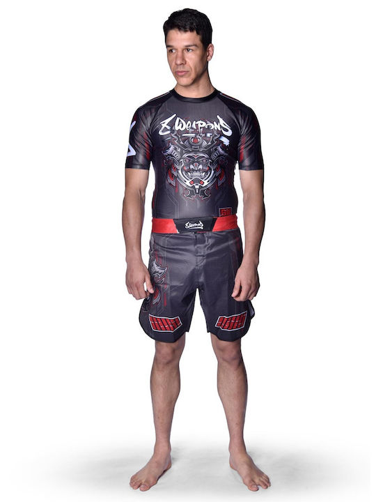 8 Weapons Men's Short Sleeve Shirt 8300022-4-BKRE for Jiu-Jitsu Black