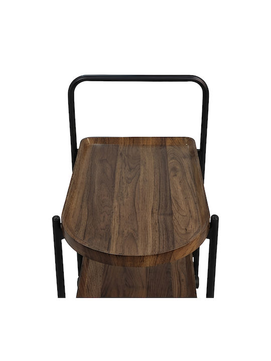 Oval Side Table Whelea Wooden with Wheels Walnut-Black W60xL40xH69cm