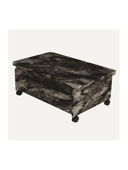 Main Coffee Table Black Marble with Drawers Foldable 90x60x35cm