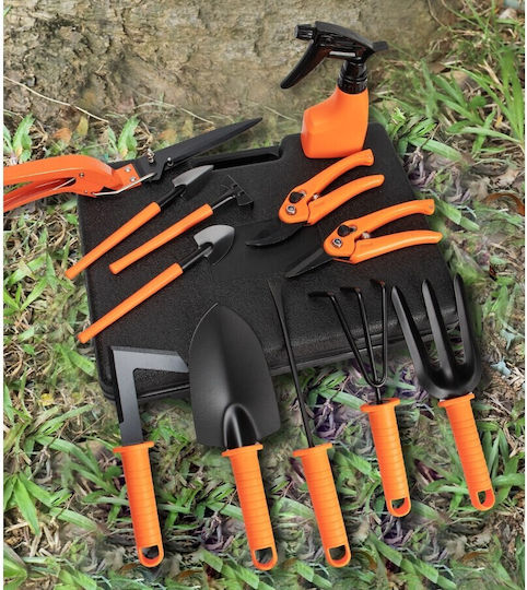 Set 12 Accesorii Grădinărit Alista Home Geantă Depozitare Inclusă Oțel Inoxidabil 37 X 27 Cm Portocaliu