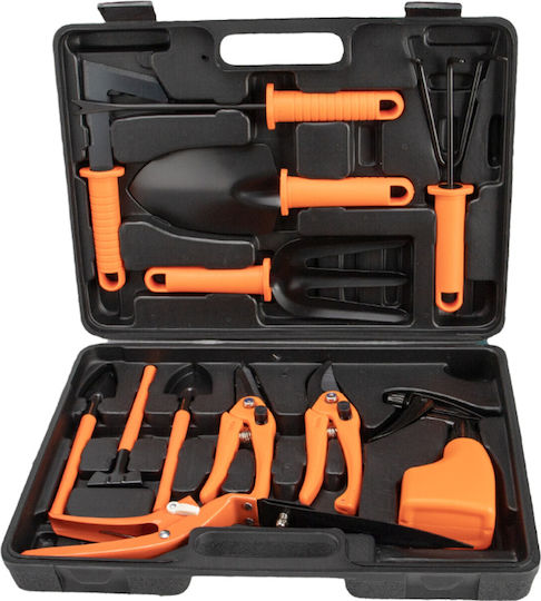Set 12 Accesorii Grădinărit Alista Home Geantă Depozitare Inclusă Oțel Inoxidabil 37 X 27 Cm Portocaliu