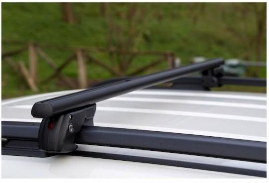 Menabo Aluminum Roof Bars Sherman Black 120 Cm Black Color Fiat Idea 5 Doors 2005>2012 Raised Rails Parallel Bars Set 2 Pieces 12280/mb Mp.12280/mb-75