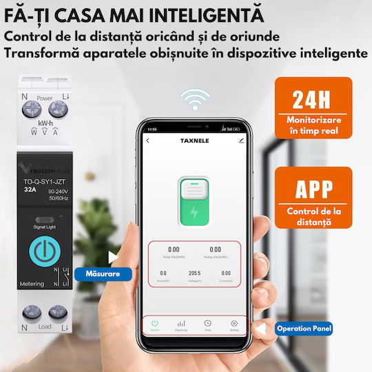Contor De Panou Electric Analogic Șină Monofazat Wi-Fi Google Home Alexa Tuya