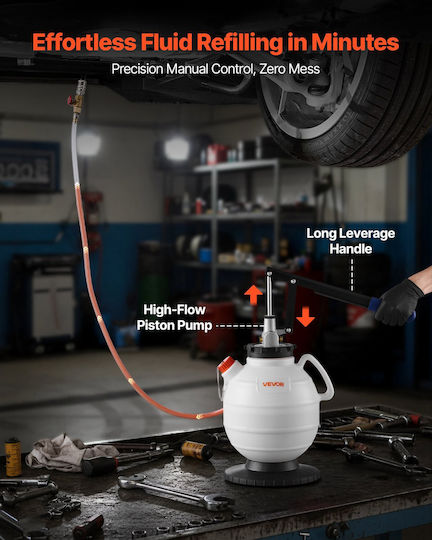 Vevor Fluid Transfer Pump Capacity 7.5 L Manual Atf Refill Kit Fluid Transfer Pump 8 Atf Adapters & 120 Cm Outlet Hose Oil Extractor Dispenser Hdpe Tank Cars Lawn Mowers
