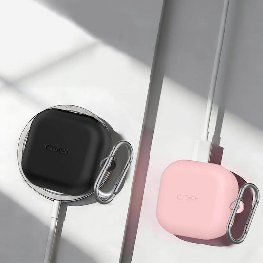 Tech-Protect Силиконов Калъф С Кука Съвместим С Samsung Galaxy Buds 4 4 Pro Тъмносин