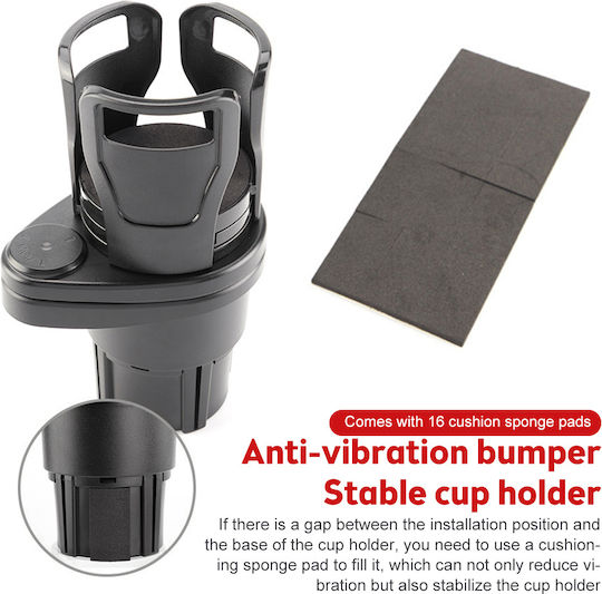 Car Cup Holder Adjustable 360° Folding 1 Position for Console in Black Color