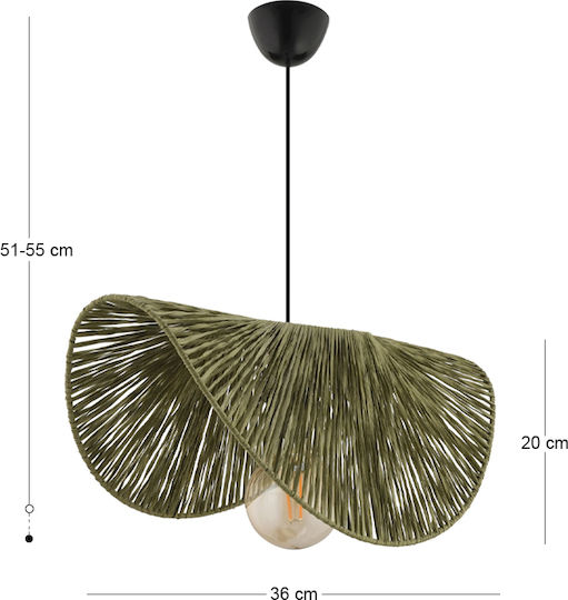 Megapap Taco Deckenleuchte Grün mit Lampenbirnensockel E27 51x36x55cm