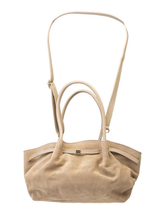 Δερμάτινη Γυναικεία Τσάντα Χειρός / Ώμου Light Taupe