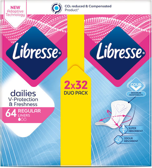 Libresse Dailies Fresh & Protect Сервиетки в Двойна Опаковка 2x32 бр