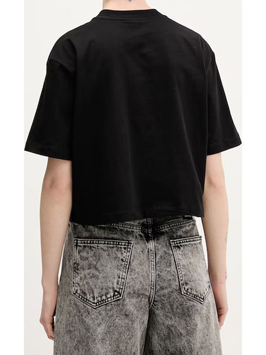 Women's Crop T-shirt Black-fuchsia