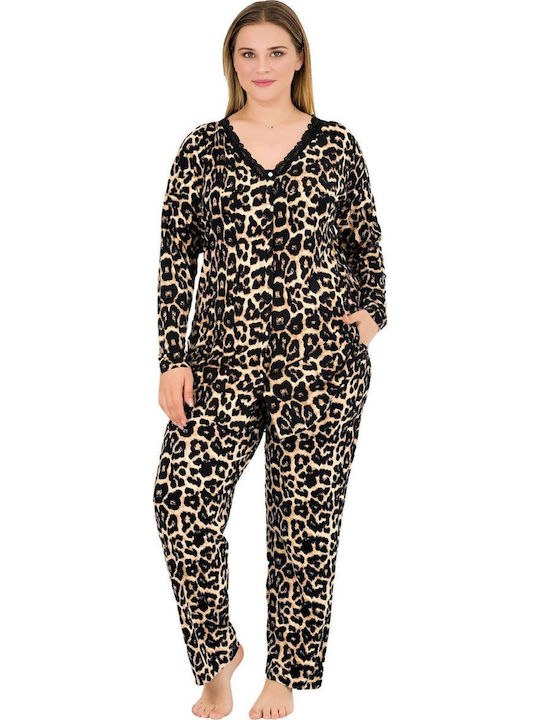 Lady Winter Damen Schlafanzug Set Braun