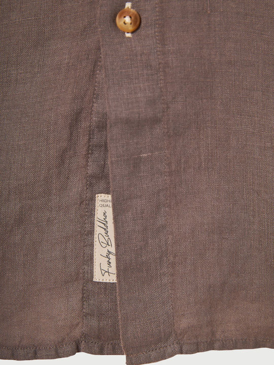 Long Sleeve Linen Shirt in Regular Fit Brown