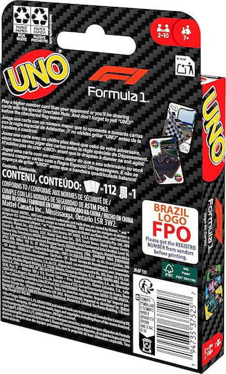 Επιτραπέζιο Παιχνίδι Uno Formula 1 για 2-10 Παίκτες 7+ Ετών (EN) Mattel