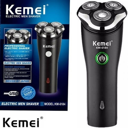 Kemei KM-6184 Περιστρεφόμενη Ξυριστική Μηχανή Προσώπου Επαναφορτιζόμενη