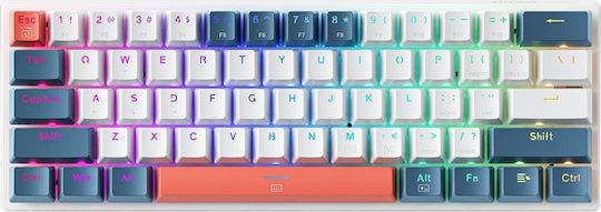 Machenike K500-B61 Gaming Μηχανικό Πληκτρολόγιο 60% με Custom Red διακόπτες και RGB φωτισμό (Αγγλικό US) White/Blue
