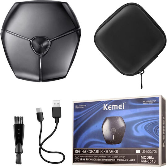 Kemei KM-8513 Περιστρεφόμενη Ξυριστική Μηχανή Προσώπου Επαναφορτιζόμενη
