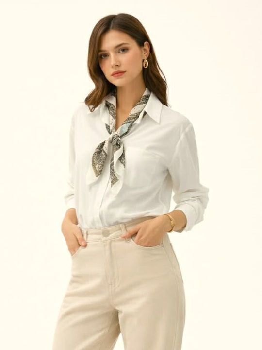 White Shirt Decorative Paisley Scarf Code nof25