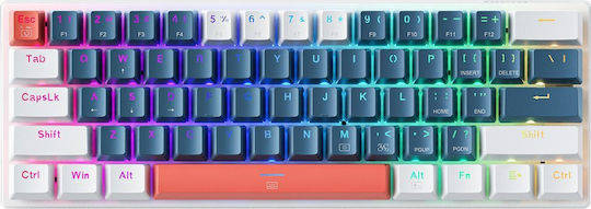 Machenike K500-B61 Gaming Μηχανικό Πληκτρολόγιο 60% με Custom Brown διακόπτες και RGB φωτισμό (Αγγλικό US) Blue/White