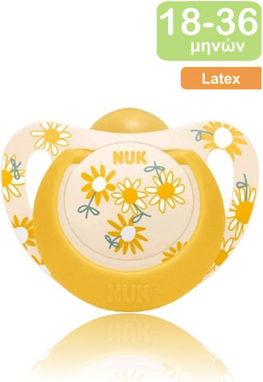 Nuk Star Pacifier Silicone with Case Flowers - Yellow for 18-36 months